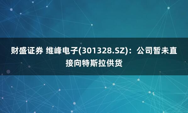 财盛证券 维峰电子(301328.SZ)：公司暂未直接向特斯拉供货