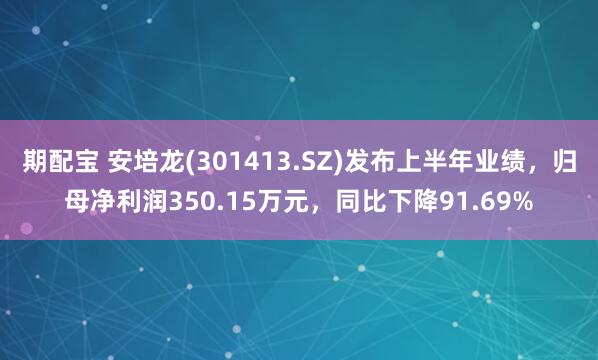 期配宝 安培龙(301413.SZ)发布上半年业绩，归母净利润350.15万元，同比下降91.69%